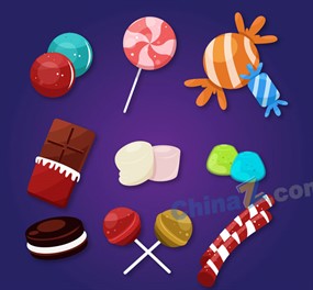 彩色甜食设计矢量素材